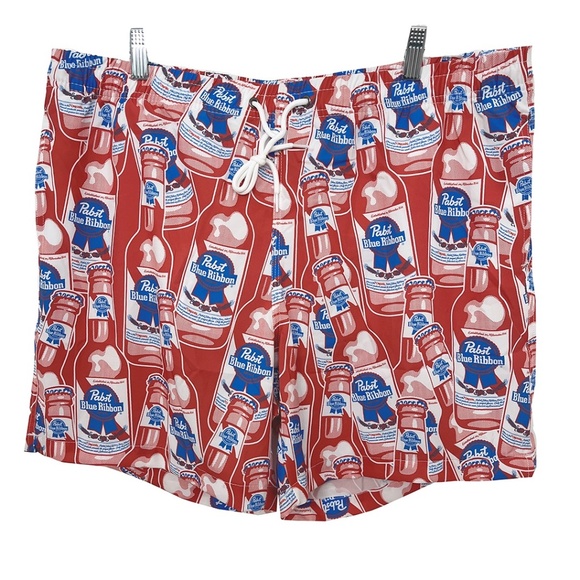 NWOT Pabst Blue Ribbon Beer Swim Trunks 6.5” Inseam Men’s XL - Picture 1 of 8